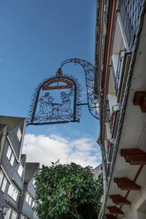 Historic nose plate from the former old town blacksmith, Old Town, Siegen, North Rhine-Westphalia,