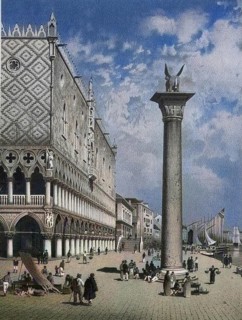 Street scene at the Doge's Palace in Venice, Italy, digital reproduction of an original from the