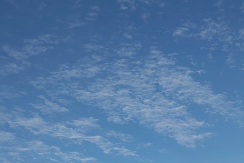 Altostratus white clouds in a blue sky, England, United Kingdom, Europe