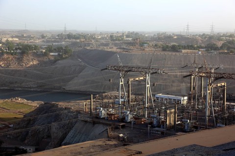Electricity plant, substation at the new dam near Aswan on the Nile, Africa, Upper Egypt, Egypt,