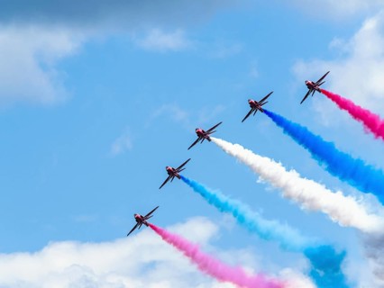 Red Arrows, Royal Air Force Aerobatic Team, Airshow 2024, Teignmouth, Devon, England, United