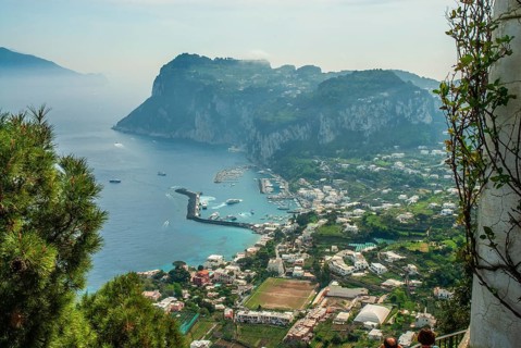 View of the coast and Marina Grande, Island of Capri, Gulf of Naples, Campania, Mediterranean Sea,