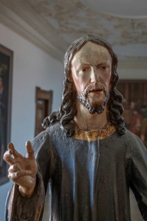 Palmesel wooden figure around 1880, Christ detail, Dominican convent Wettenhausen, Swabia, Bavaria,