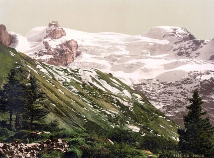 Titlis, Bernese Oberland, Switzerland, Historic, digitally restored reproduction from a 19th