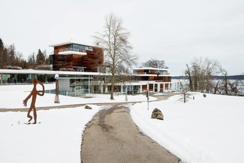 Buchheim Museum of Fantasy with snow in winter, Bernried, Lake Starnberg, Fünfseenland,