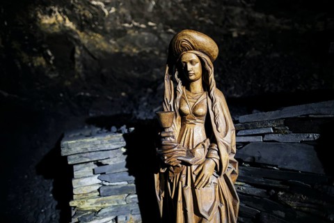 Figure of St Barbara, patron saint of miners. Ilmenau, 26.07.2024