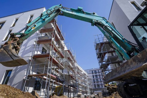 Symbolic photo on the subject of new housing construction. Buckower Felder neighbourhood on the