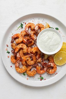 Fried shrimp, headless, with spices, grilled, homemade, no people