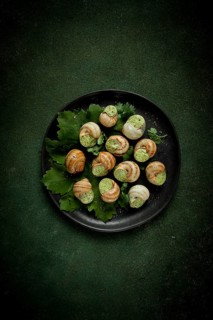 Grape snails, stuffed in burgundy, french cuisine