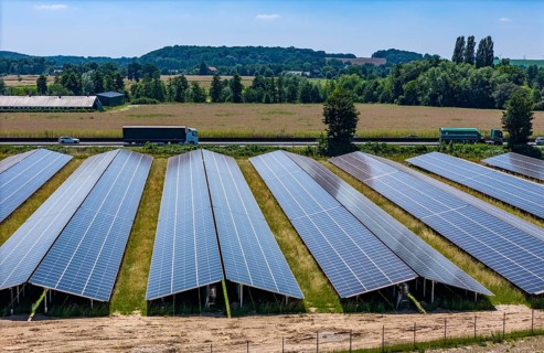 Solar park near Neukirchen-Vluyn, along the A40 motorway, over 10, 000 solar modules spread over 4