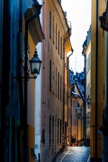 Houses in an alley of Gamla Stan, old town, centre, attraction, famous, city centre, city trip,