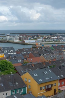 View of the Unterland from the Oberland Promenade, colourful houses, architecture, roof gables,