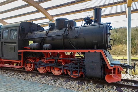 Locomotive, engine, traction engine, rail vehicle, Durlesbach railway station, opened in 1849 and