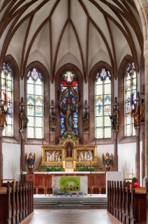 Interior view, choir, altar, New Parish Church of the Assumption of the Virgin Mary, Scena, South