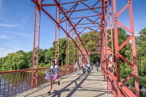 Sechserbrücke, Tegel harbour, Tegel, Reinickendorf, Berlin, Germany, Europe