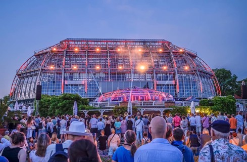 Botanical Night, illuminated large tropical house, Botanical Garden, Lichterfelde,