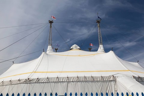 Cirque du Soleil big top tent in old port of Montreal in spring, Quebec, Canada, North America