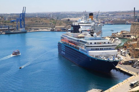Cruise ships in Grand Harbour, Valletta, Malta, Europe
