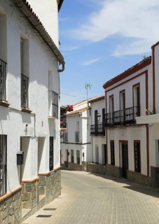Whitewashed buildings narrow street, Montejaque, Serrania de Ronda, Malaga province, Spain, Europe