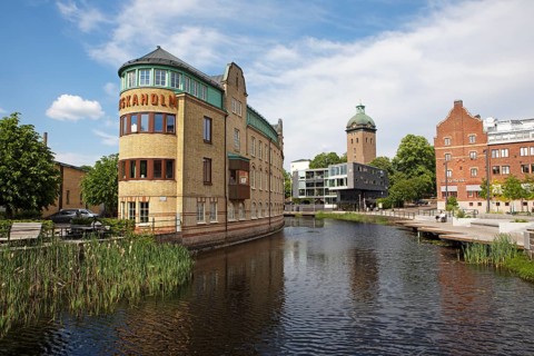 Old textile factory Viskaholm by the river Viskan, Borås, Västra Götalands län, Sweden, Europe