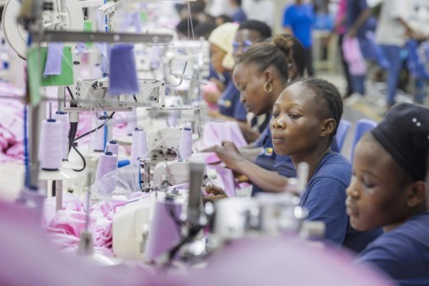 BENIN TEXTILE CORPORATION BENIN, Seamstresses in a textile factory in the industrial area near