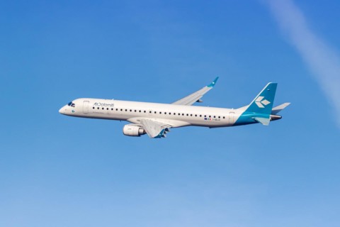 An Embraer ERJ 195 aircraft of Air Dolomiti with the registration number I-ADJX at the airport in