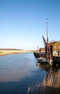 Cygnet an historic Spritsail Barge built 1881 on the River Alde at Snape Maltings, Suffolk,