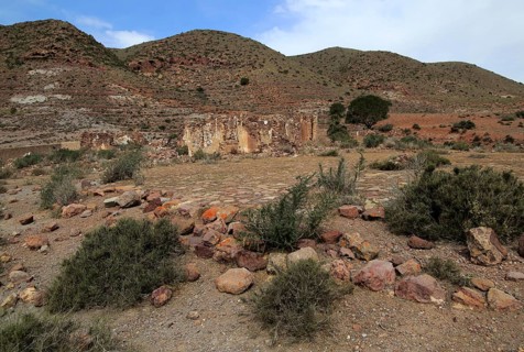 Abandoned farmhouse building near Presillas Bajas, Cabo de Gata national park, Almeria, Spain,