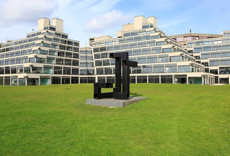 Student accommodation buildings known as Ziggurats, campus of University of East Anglia, Norwich,