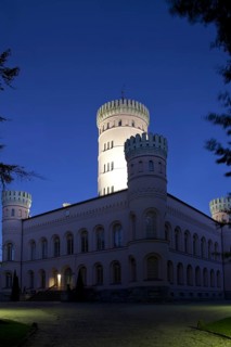 The hunting castle Granitz at night in Lancken-Granitz, Rügen, Germany, Europe