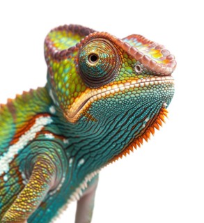 Beautiful chameleon isolated on a white background, AI generated