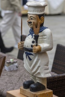 Cooking figure in front of a restaurant, Burano, Veneto, Italy, Europe