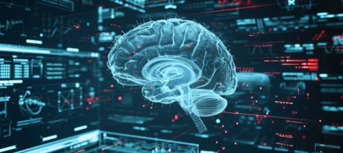 Concept of neural science, brain computer AI interface, scan, brain neurology and neural network,