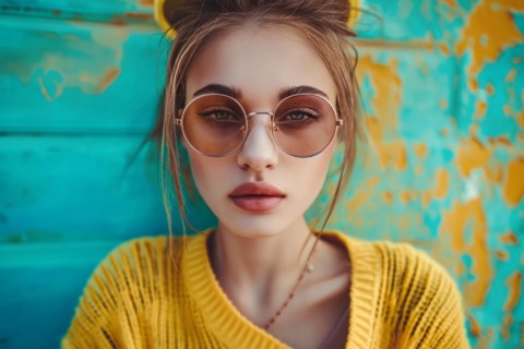 Close-up of glamorous Caucasian model with bold makeup on the face, AI generated