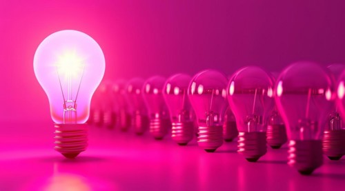 Concept of bright business idea, success and innovation. Inspiration and innovation concept, AI