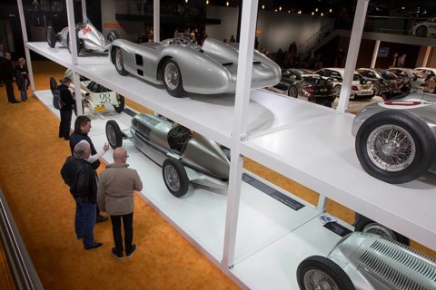 Mercedes Benz racing cars are on display at Techno Classica, the trade fair for vintage, classic