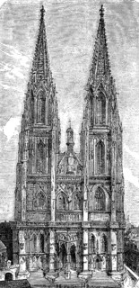 St Peter's Cathedral in Regensburg, Gothic cathedral with double tower, portal, west facade,