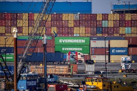 Container terminal in the seaport of Bremerhaven, Eurogate Container Terminal with almost 50