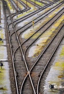 Track systems, shunting tracks, sidings, branches, the Mülheim-Styrum marshalling yard, on the