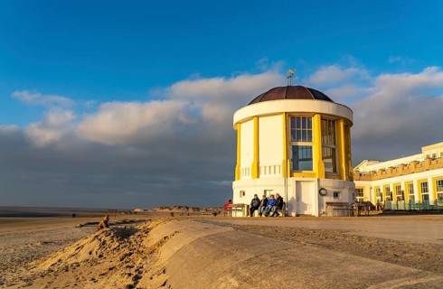 Bandstand, west coast of Borkum, island, East Frisia, winter, season, autumn, Lower Saxony,