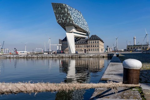 The Antwerp Port Authority building, Havenhuis, former fire brigade barracks in the harbour,