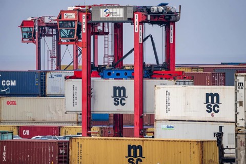 Container terminal in the seaport of Bremerhaven, Eurogate Container Terminal with almost 50