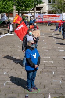 Demonstration on 1 May, on the Weberplatz in Essen, an alliance of left-wing parties and groups had