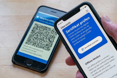 CovPassCheck app, for checking the digital vaccination certificate, on a smartphone, vaccinations