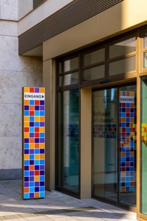 Design at the entrance to the office of the organisation Bread for the World, Berlin-Mitte,