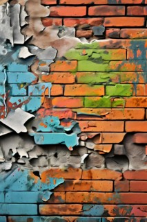 AI generated picture of an urban wall covered with graffiti