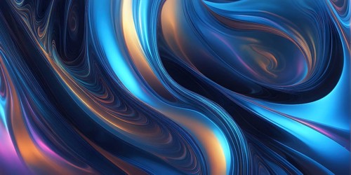 Abstract holographic background with swirling iridescent vibrant colors, AI generated