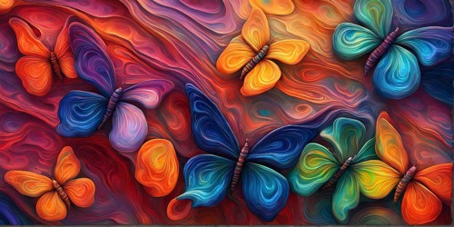 Abstract piece inspired by the iridescent scales of a butterfly highlighting how nature influences