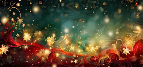 Abstract wallpaper illustration of Christmas symbols for gift cards, swirling shapes and lines, in