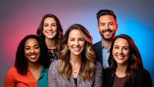 AI generated collection of headshots featuring a diverse range of smiling individuals